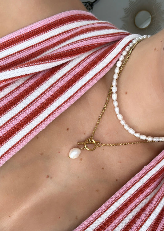 Filigrane Kette aus Süßwasserperlen
