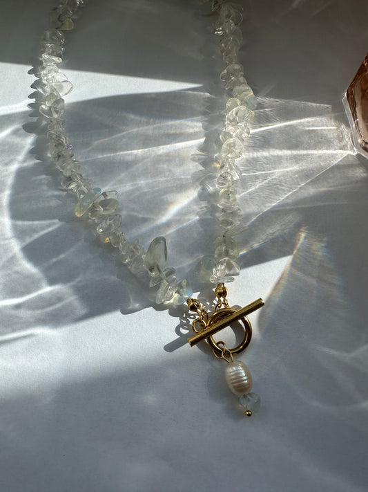 Opal Edelsteinkette mit Süßwasserperle