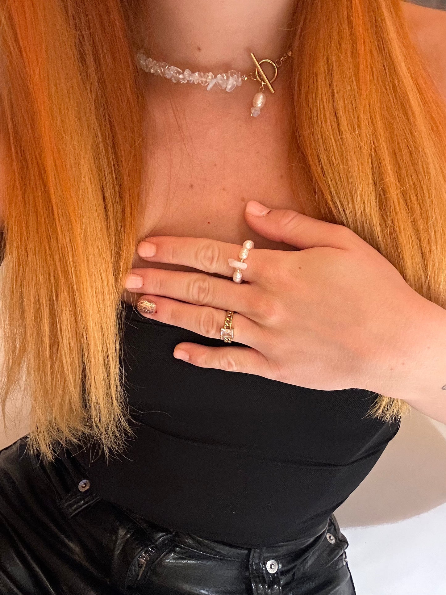 Opal Edelsteinkette mit Süßwasserperle