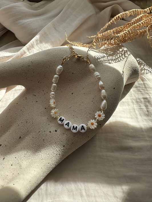 Süßwasserperlenarmband Daisy „Mama“