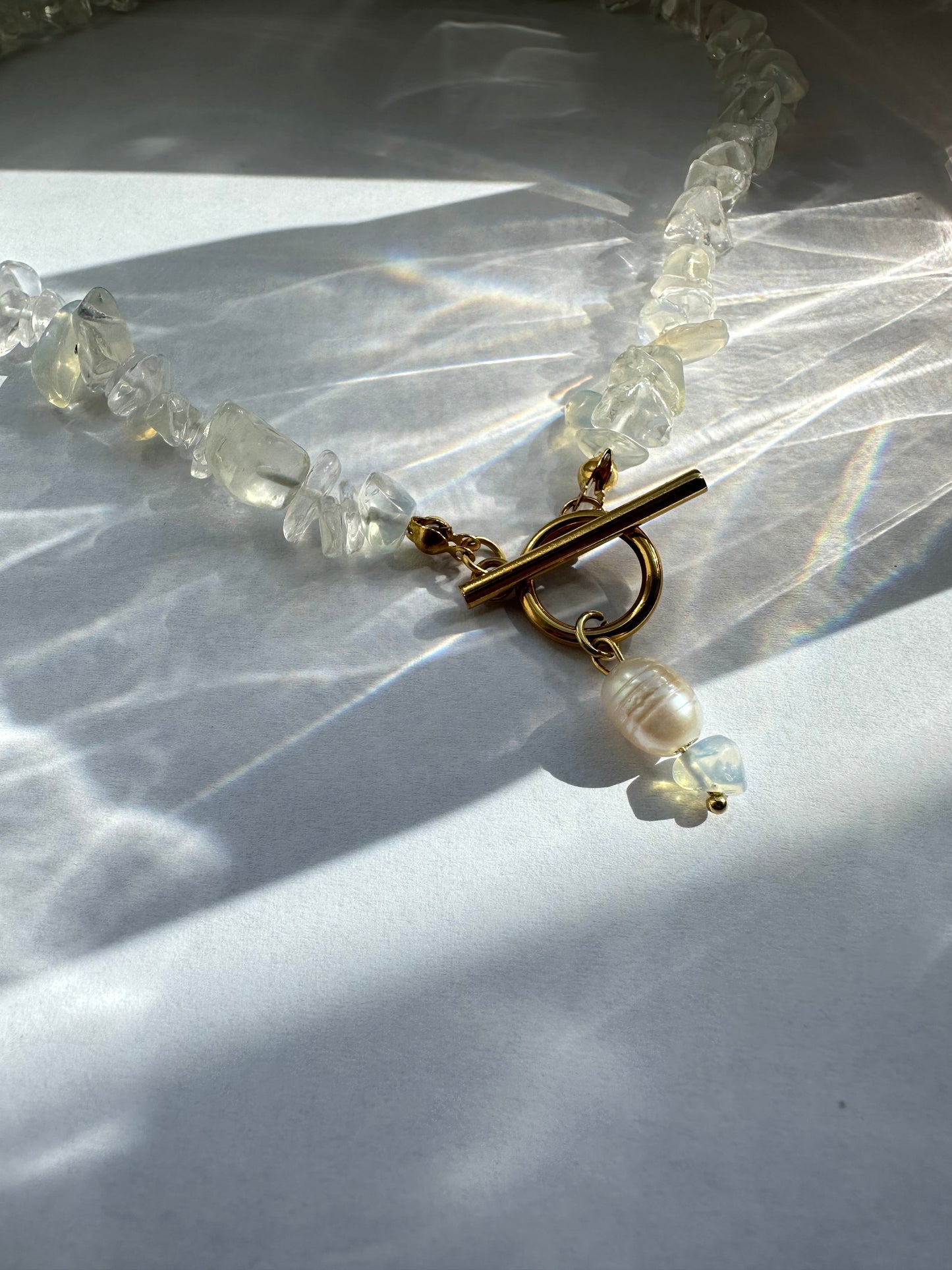 Opal Edelsteinkette mit Süßwasserperle